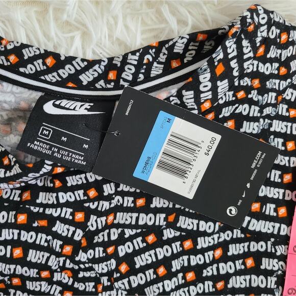 Nike Just Do It All Over Print Logo Crop Tee NWT Size Medium - Picture 7 of 11